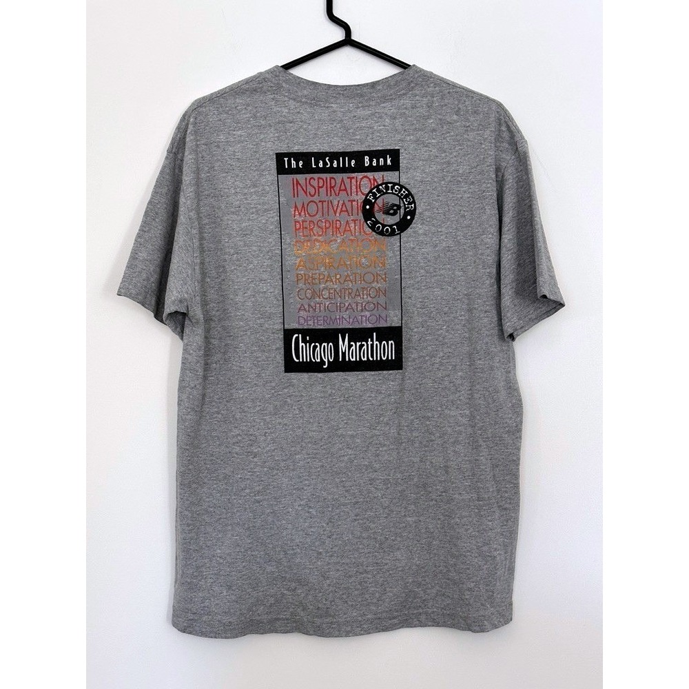 New Balance Mens 2001 Chicago Marathon Finisher T-Shirt Gray Large LaSalle Bank